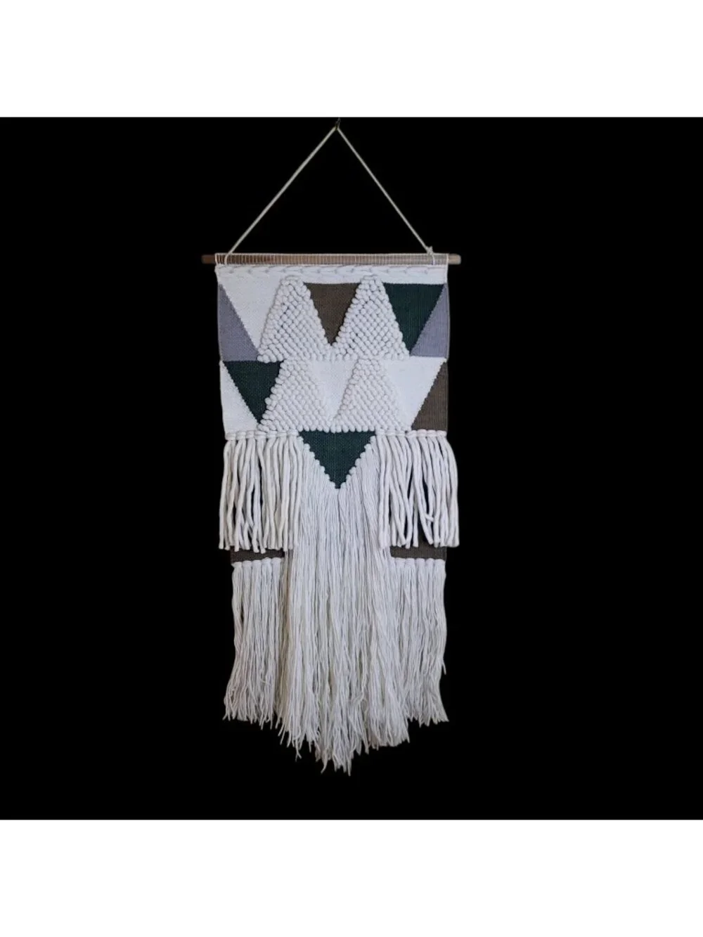 nuLOOM Retro Hand-Woven Fiber Art Wall Hanging Ivory 100% Wool 1.5 x 3.5 Feet